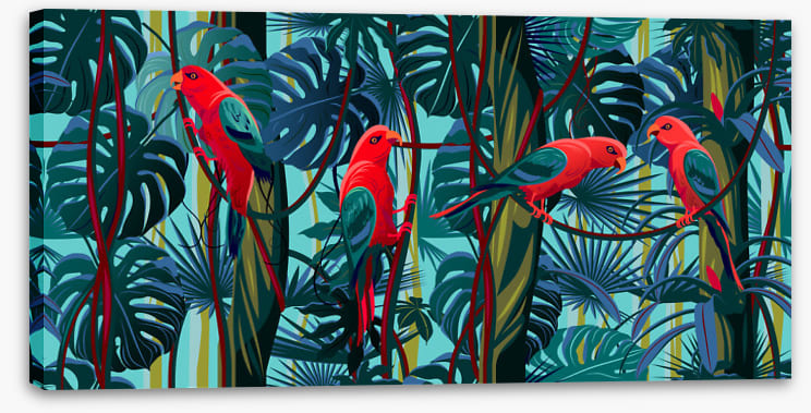 Parrots on the vine