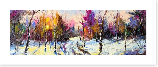 Sunset in Winter woods