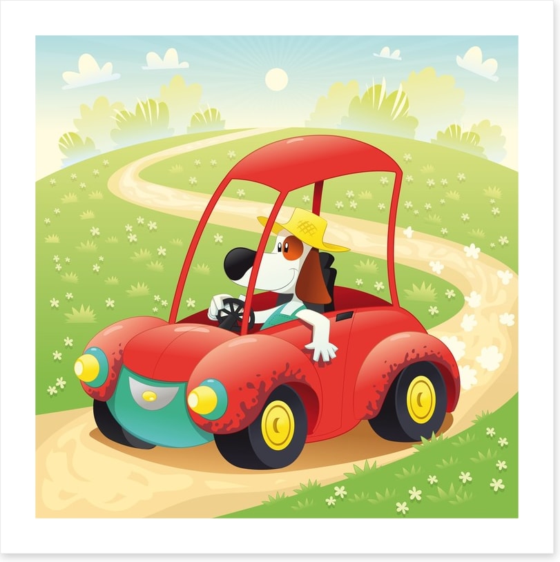 The beagle takes a drive