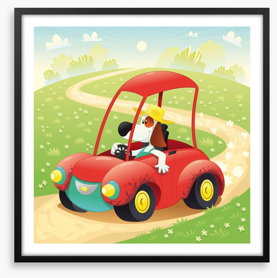 The beagle takes a drive