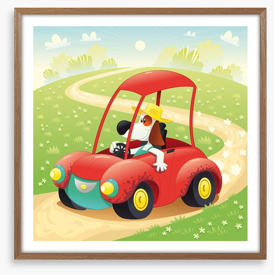 The beagle takes a drive