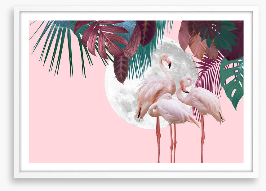 Full moon flamingos
