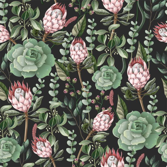 Pink protea leaves