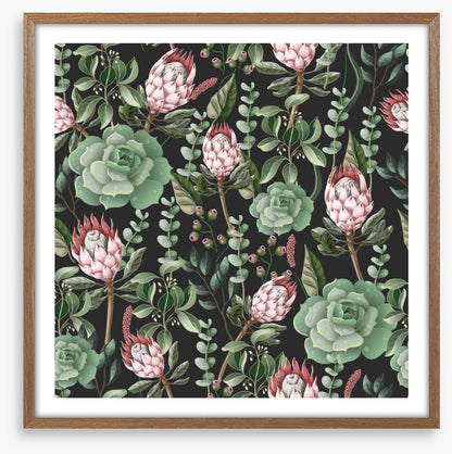 Pink protea leaves
