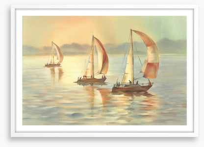 Golden evening yachts