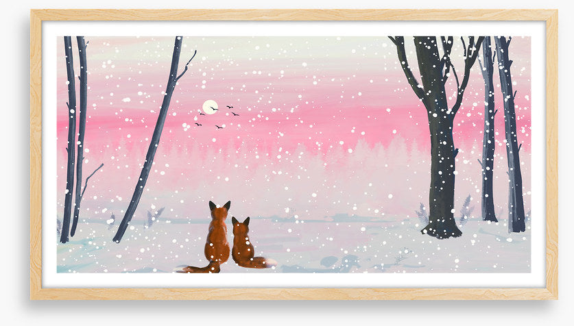Pink sunset foxes