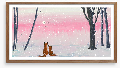 Pink sunset foxes