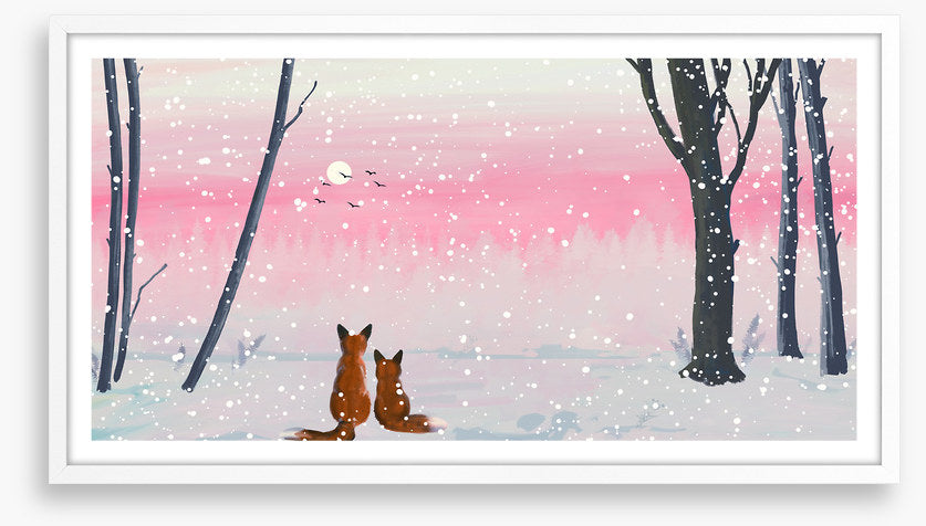 Pink sunset foxes