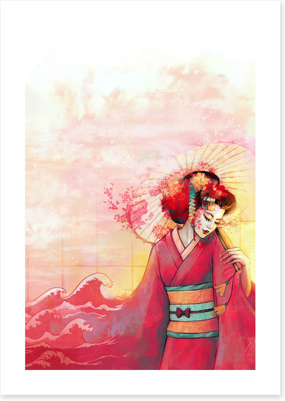 Kanagawa geisha sunset