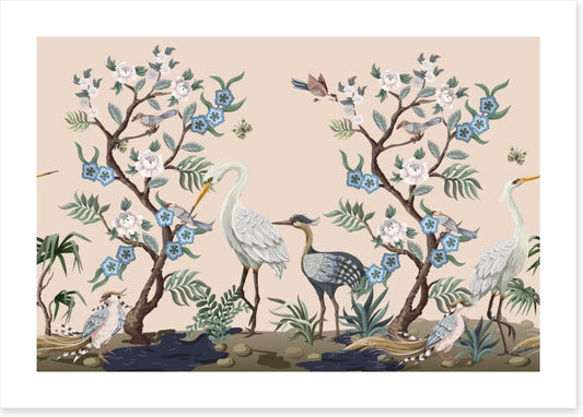 Heron garden chinoiserie