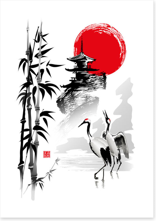 Rising sun cranes