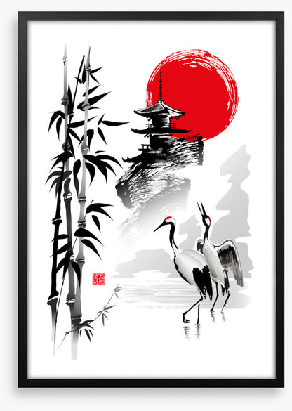 Rising sun cranes