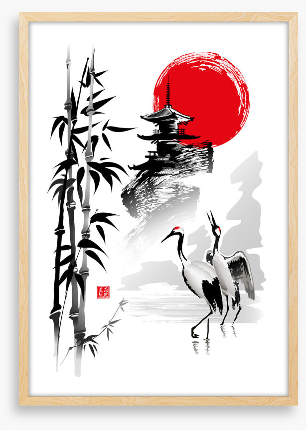 Rising sun cranes