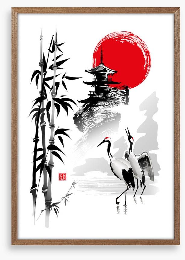 Rising sun cranes