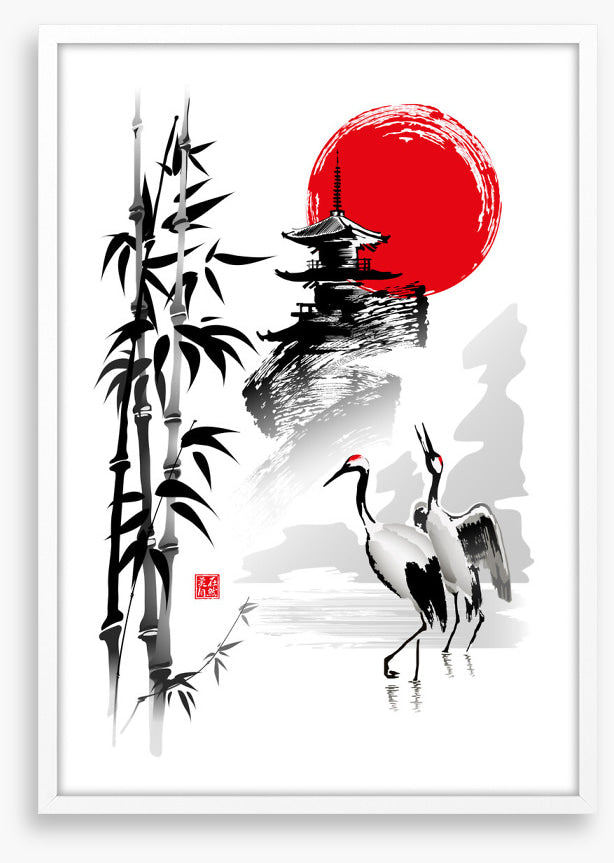 Rising sun cranes
