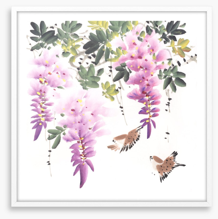 Little wisteria birds