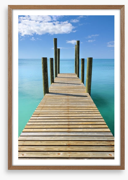 Turquoise blue sea wharf