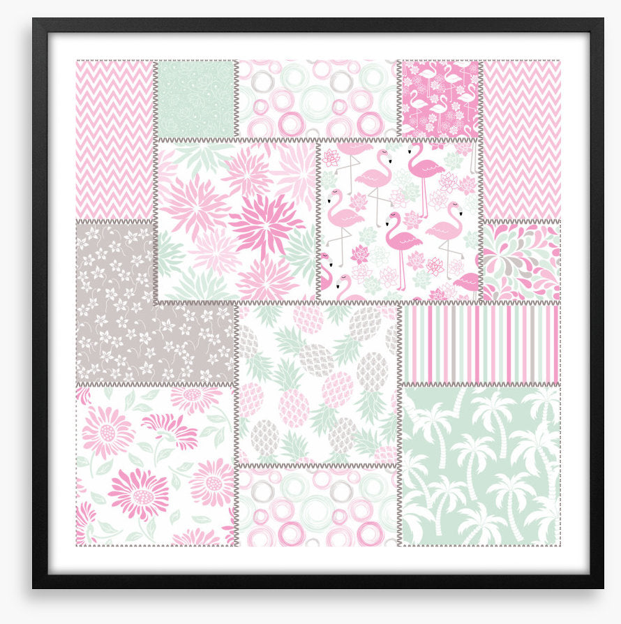 Pink flamingo patchwork