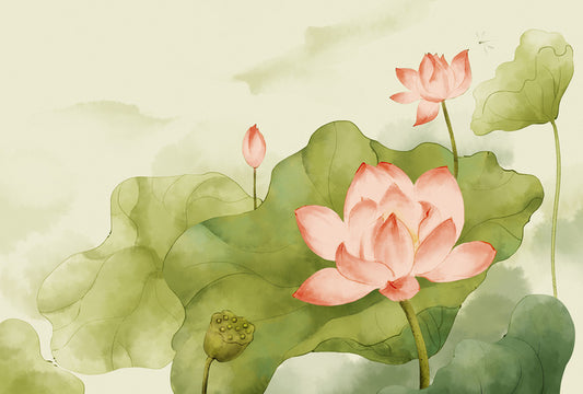 Pink lotus leaves