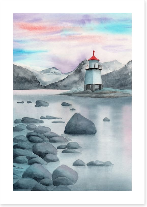 Rocky shore lighthouse
