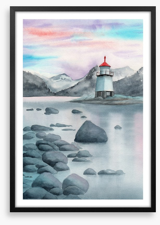 Rocky shore lighthouse