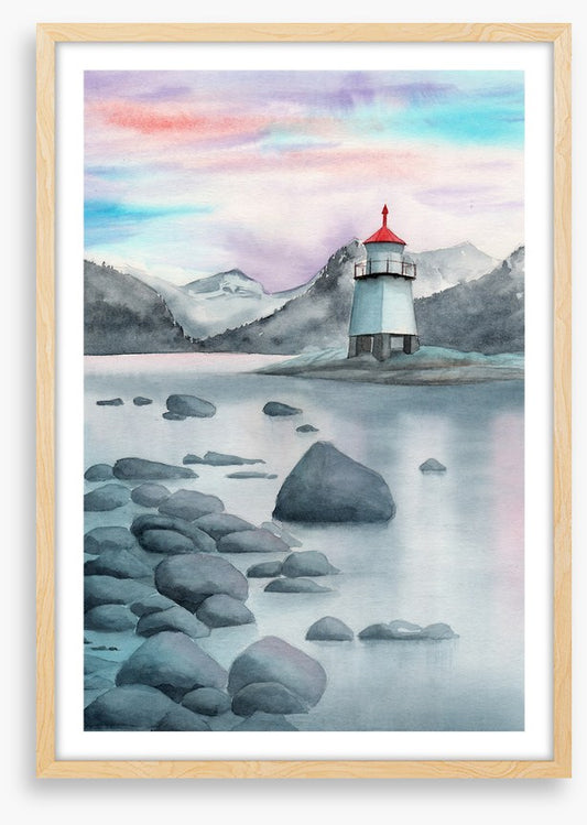 Rocky shore lighthouse