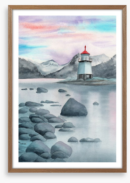 Rocky shore lighthouse