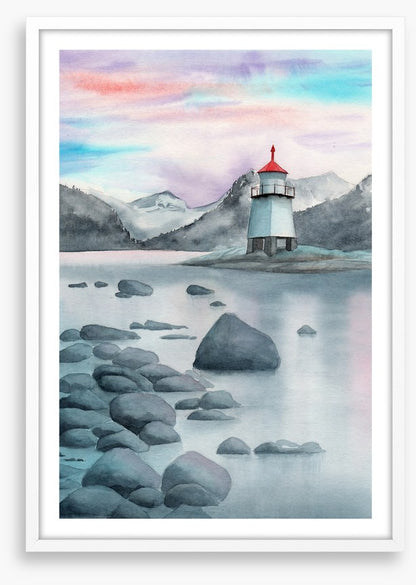 Rocky shore lighthouse