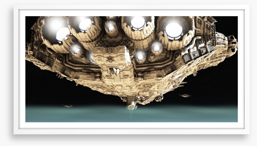 Behind the battleship