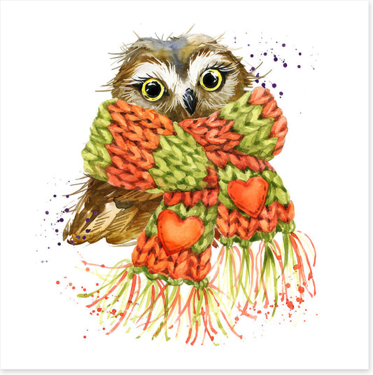 Cosy winter owl