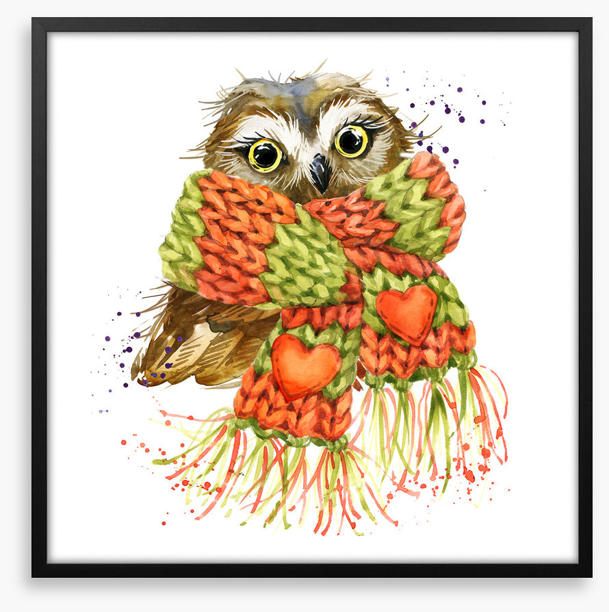 Cosy winter owl