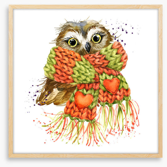 Cosy winter owl