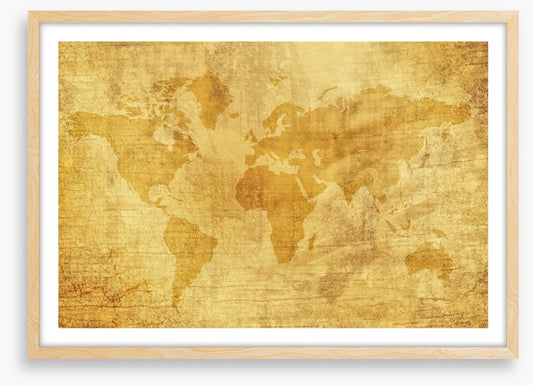 Yellowed world map