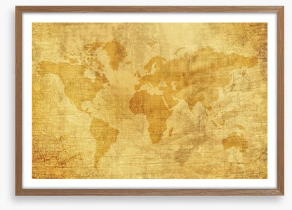 Yellowed world map