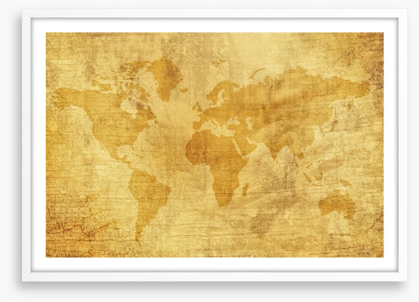 Yellowed world map