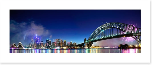 Sydney Harbour NYE fireworks panorama