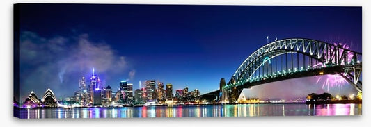 Sydney Harbour NYE fireworks panorama