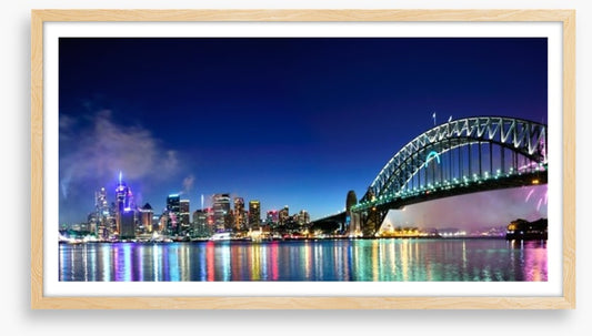 Sydney Harbour NYE fireworks panorama