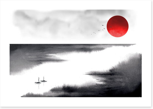 Below the rising sun