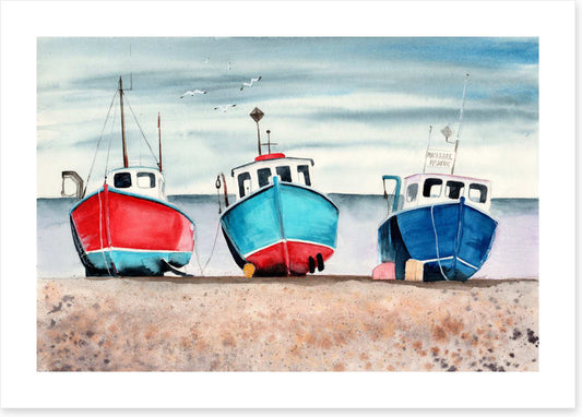Three beached boats