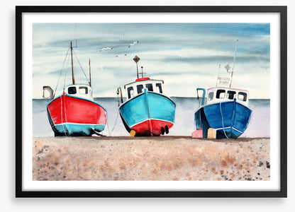 Three beached boats
