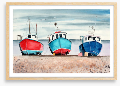 Three beached boats