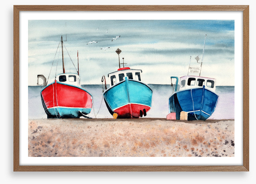 Three beached boats
