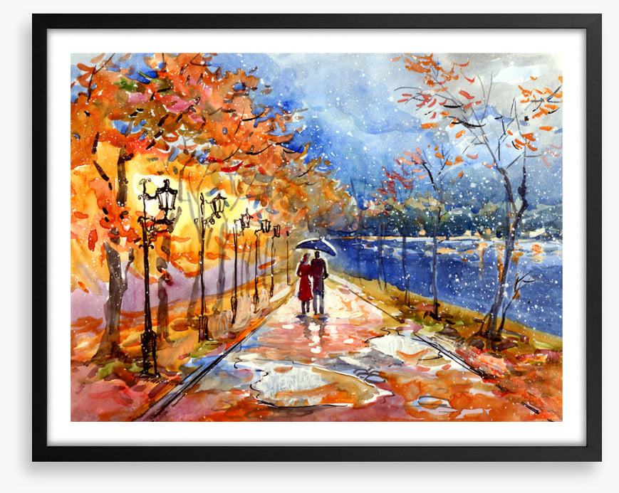 Through the autumn puddles