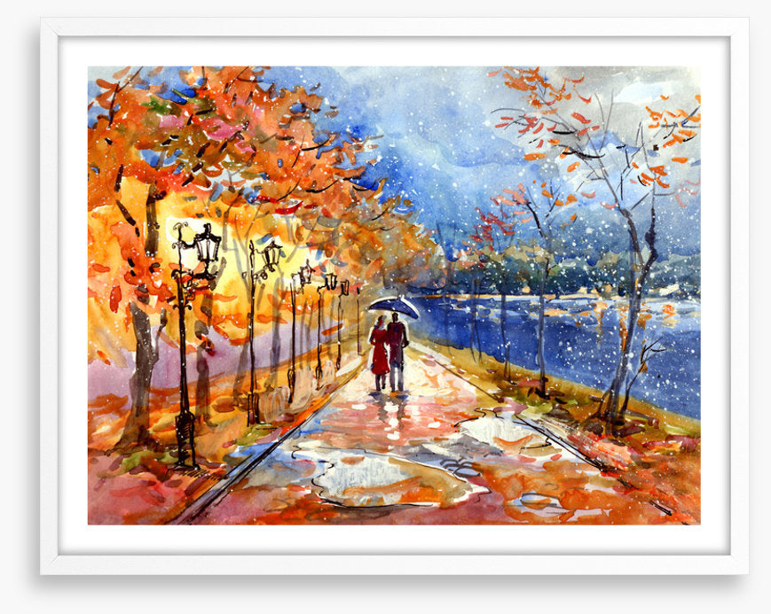 Through the autumn puddles