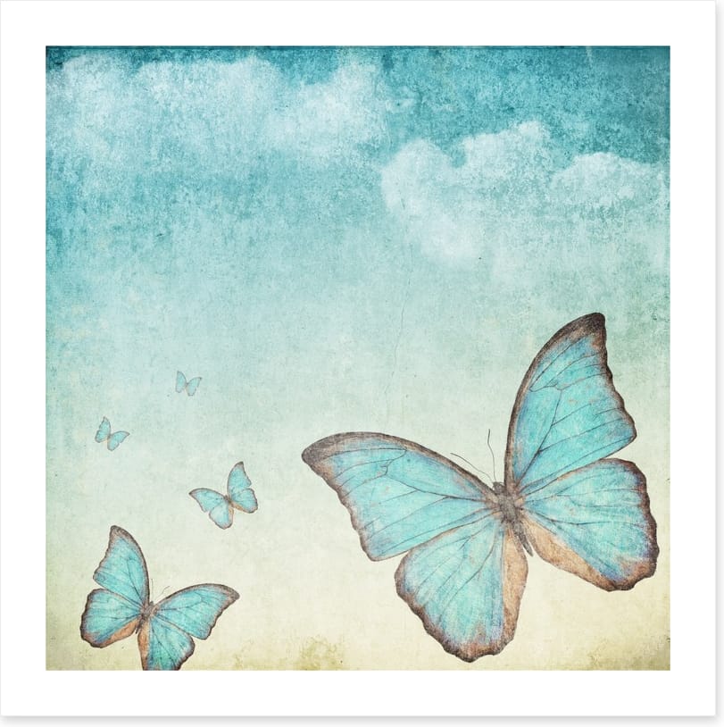 Vintage blue butterflies
