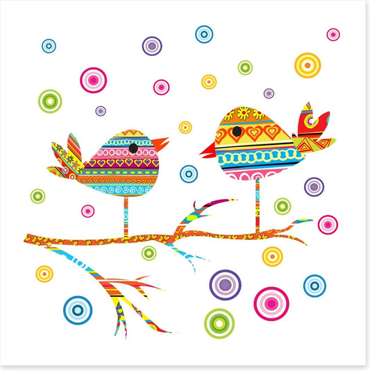 Chattering birds on a branch