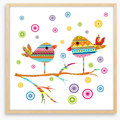 Chattering birds on a branch