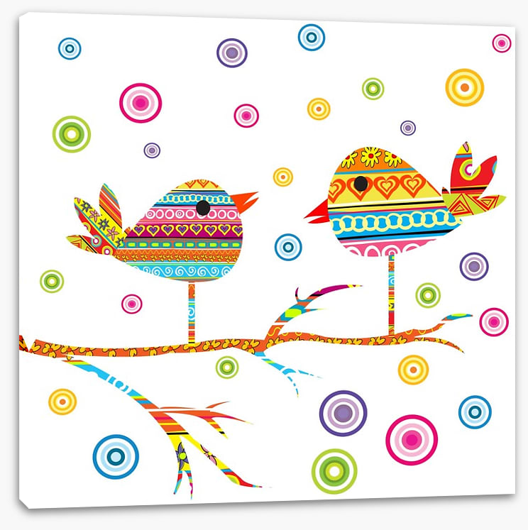 Chattering birds on a branch