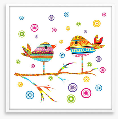 Chattering birds on a branch